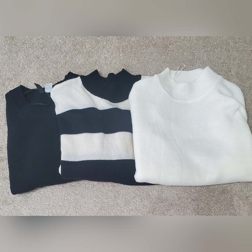 Women's Black and White Sweater Set